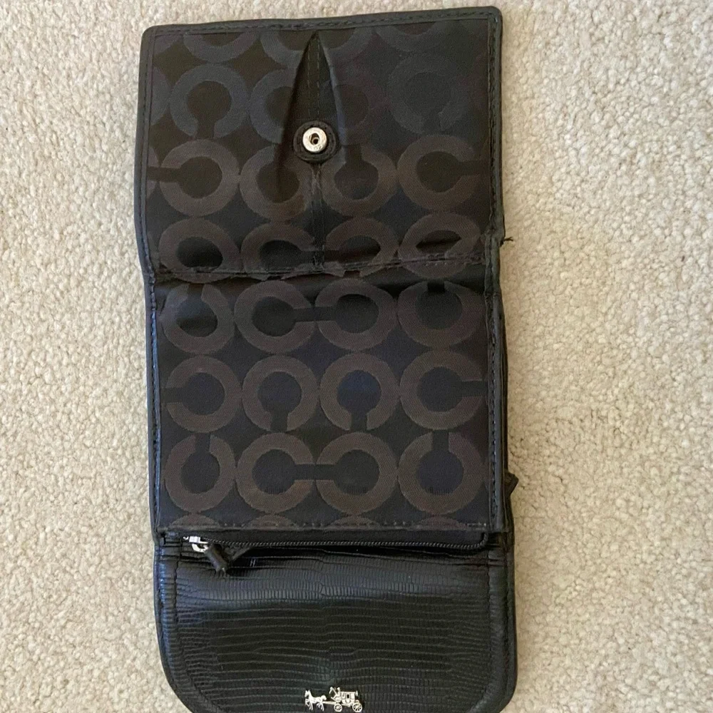 Coach Black Textured Wallet with Logo